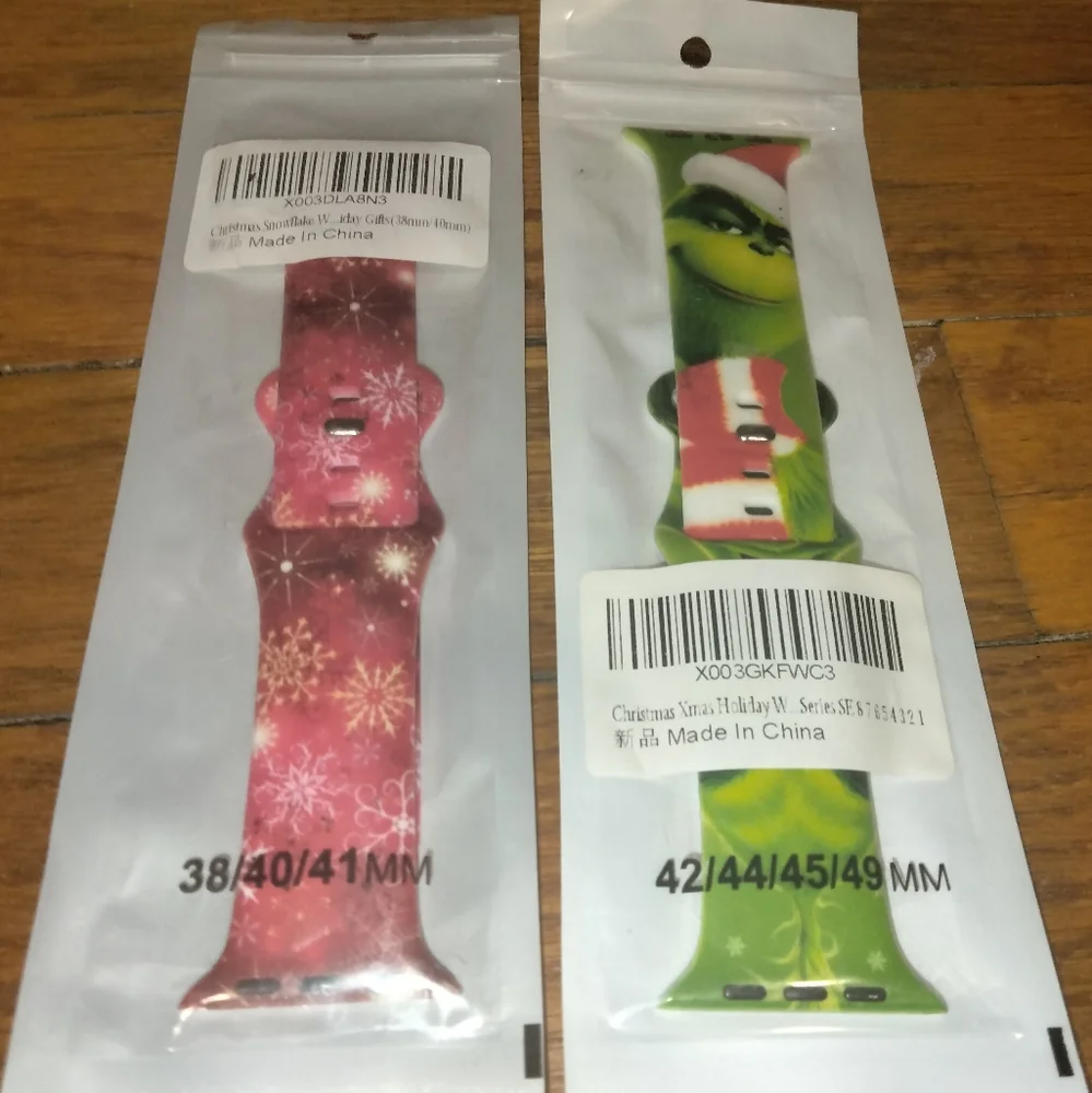 Christmas Theme and Grinch Apple Watch Bands Bundle Green & red